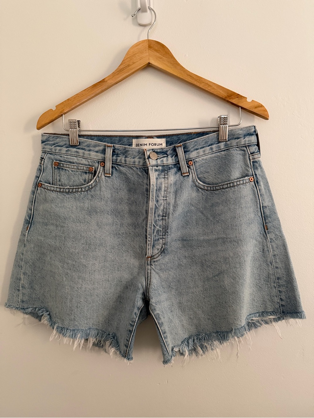 Aritzia Light Blue Denim Frayed Hem Jean Shorts